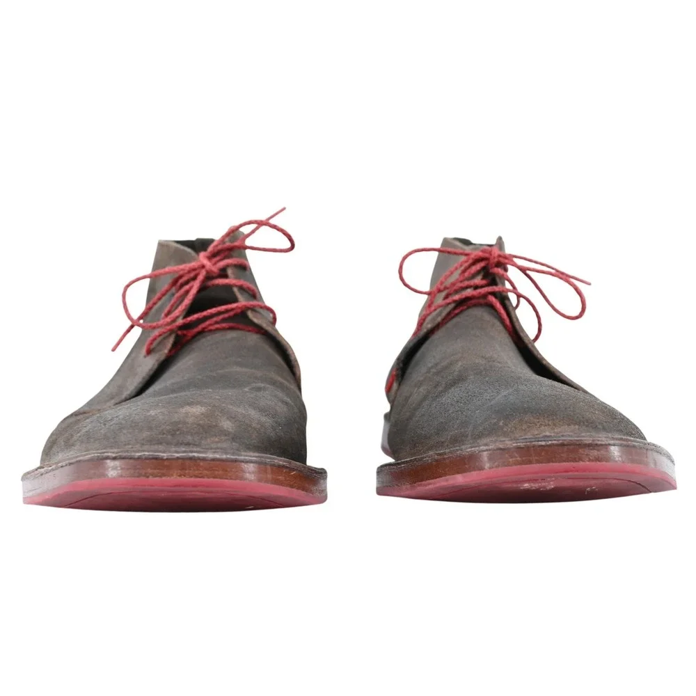 Cole Haan Mens Brown Suede Chukka Boots Red Laces Contrast Sole Size 13M
